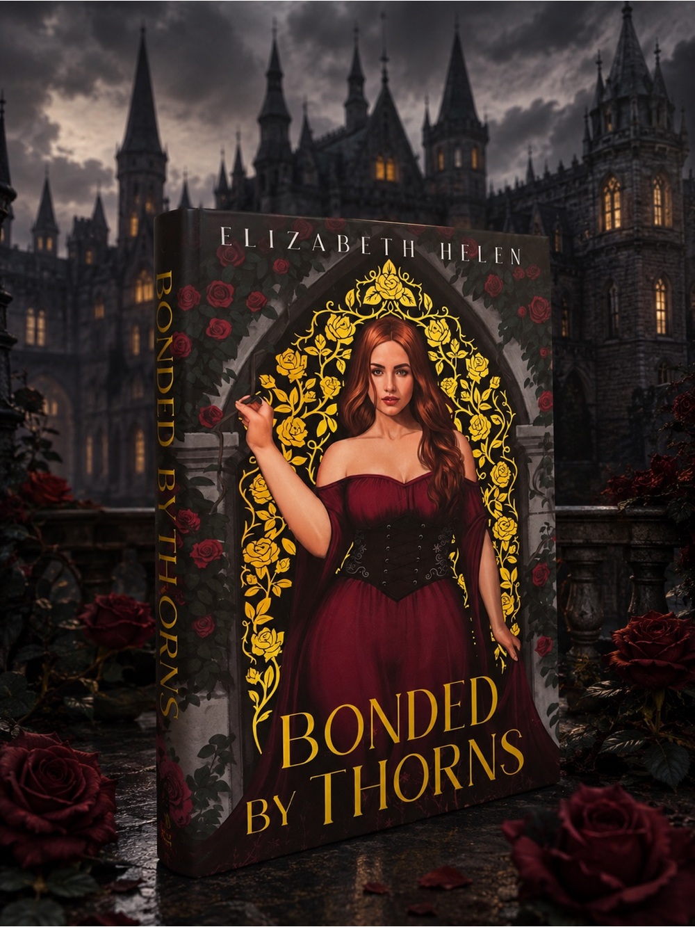 Elizabeth Helen Bonded by Thorns — Burgundy Hardcover Decorative Book